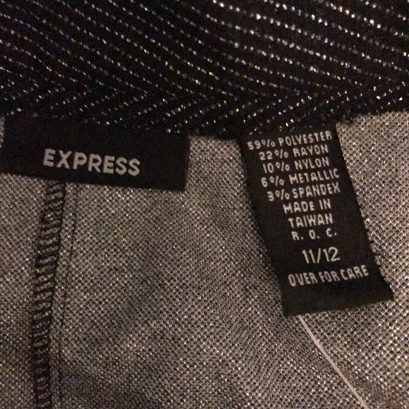 Express  size 12 black silver metallic threading self belted mini skirt - Picture 8 of 13